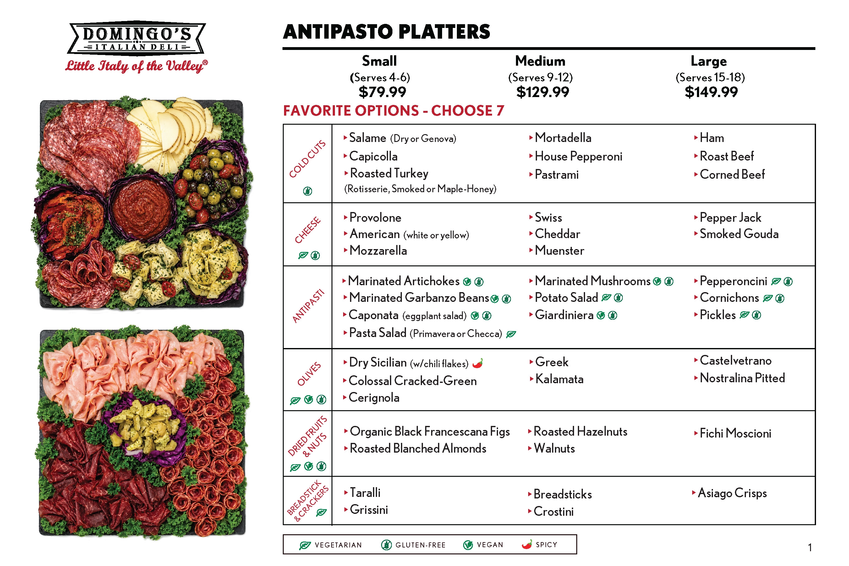 Antipasto Platters catering menu