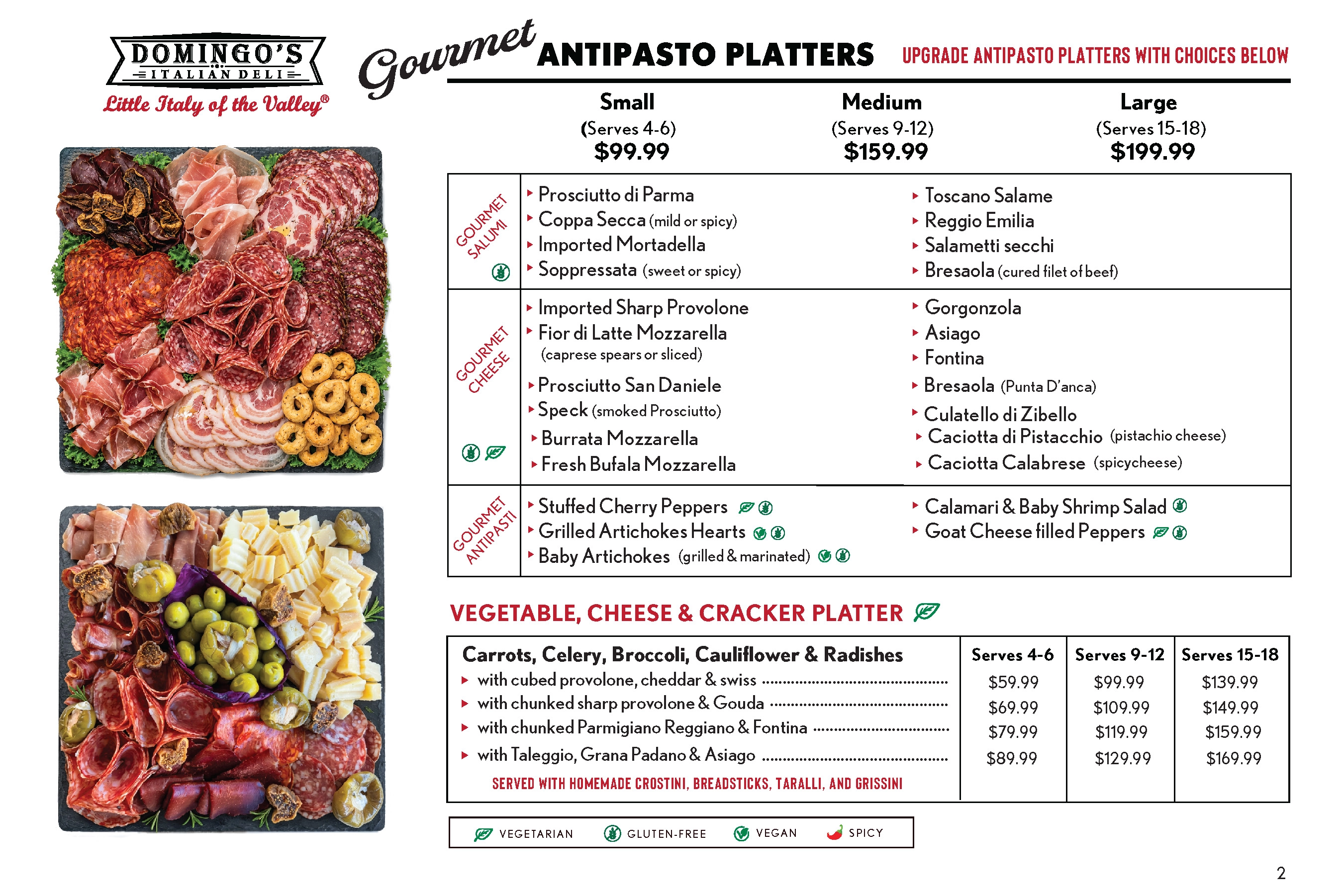 Gourmet Platters catering menu