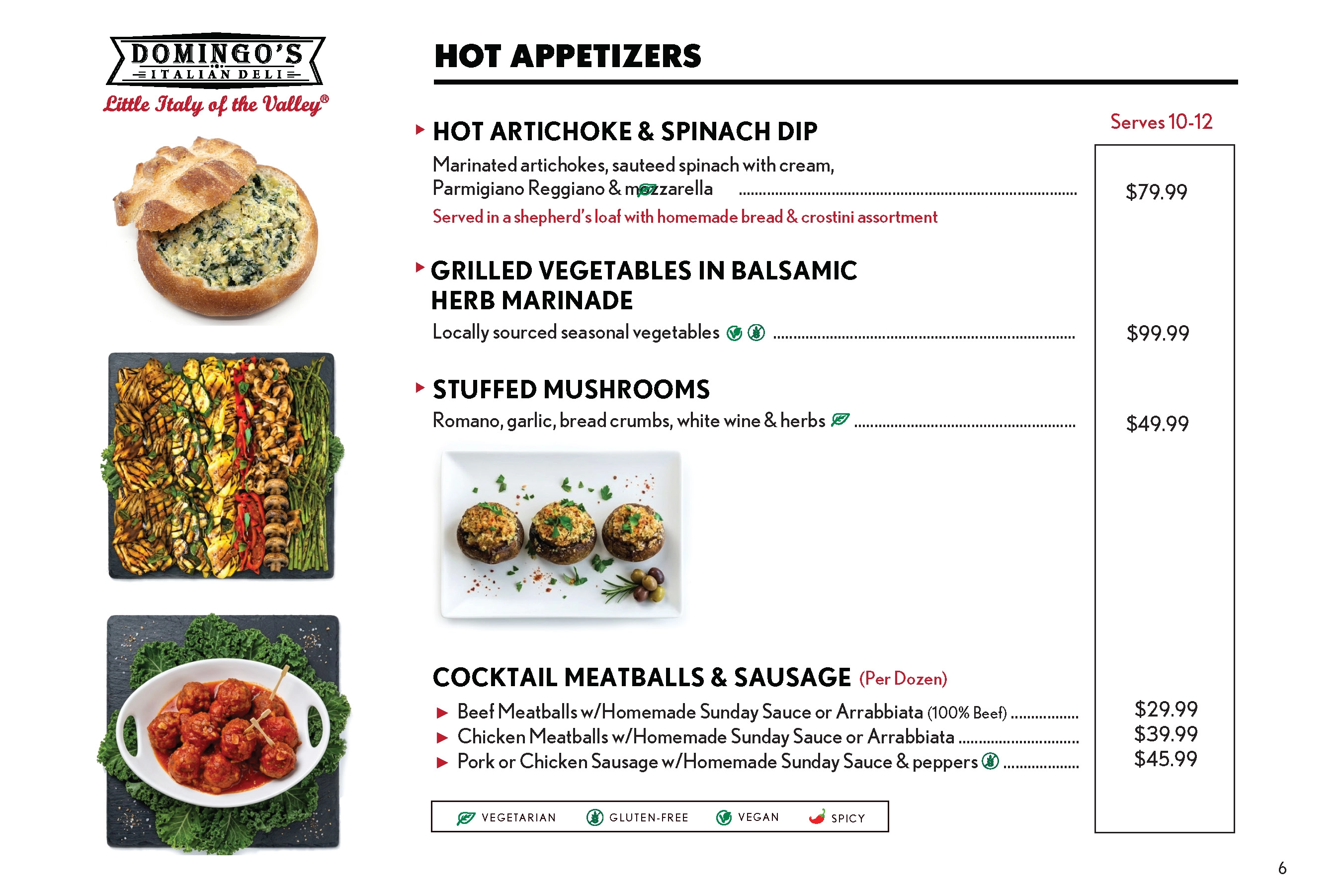 Hot Appetizers catering menu