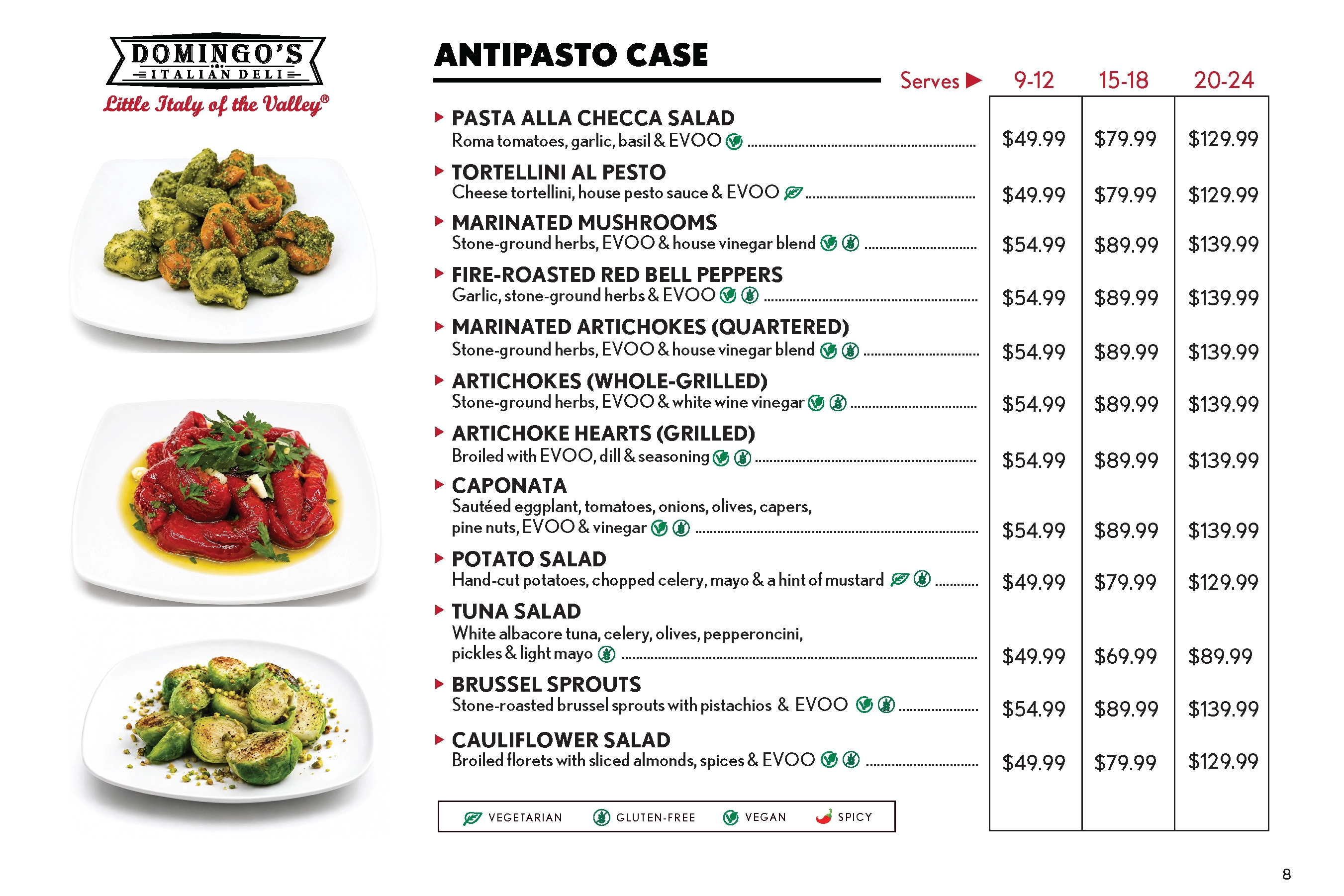Antipasto Case catering menu