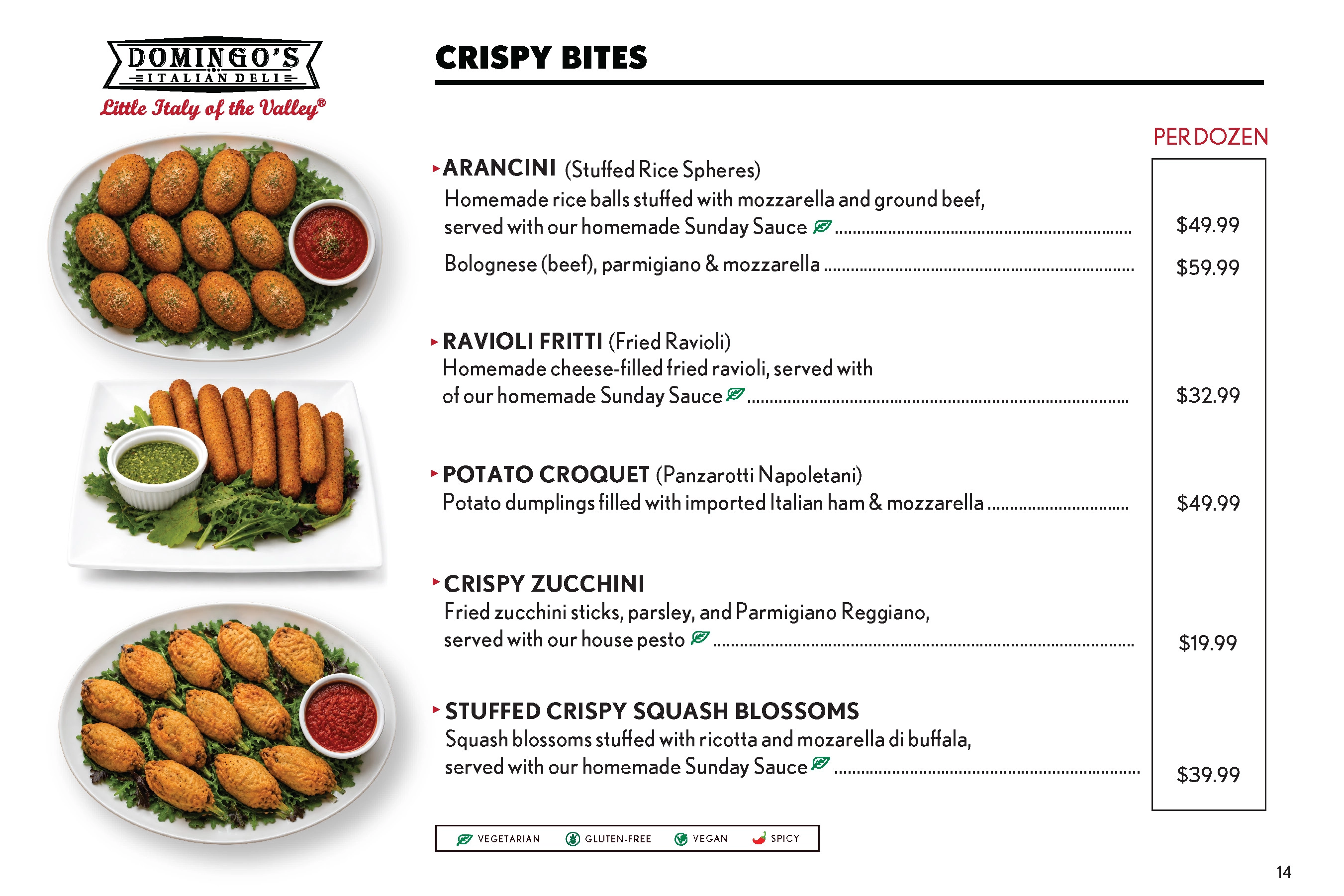 Crispy Bites catering menu